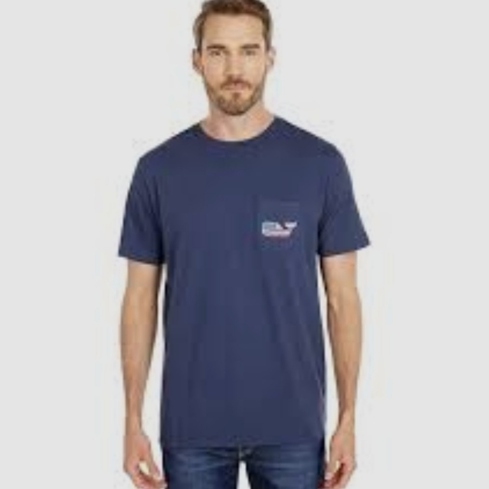 Vineyard Vines Navy Blue Men's Short-Sleeve Redfish Dawn Pocket Tee, S